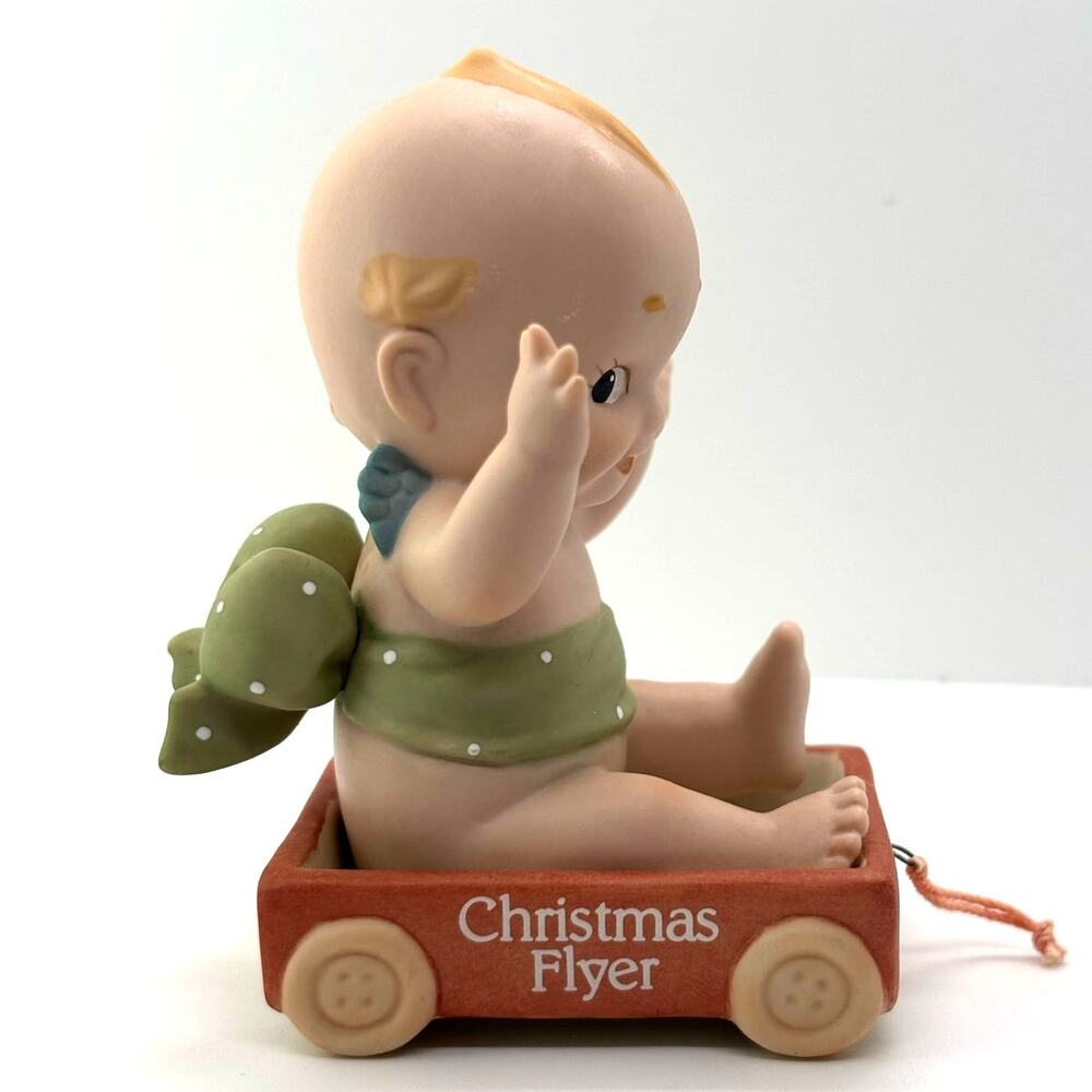 Vintage 1990's Enesco, Rose O'Neill Porcelain Kewpie Doll, in Christmas Wagon - Picture 2 of 6